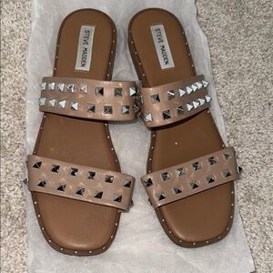 Steve Madden Tan Silver Studded Sandals